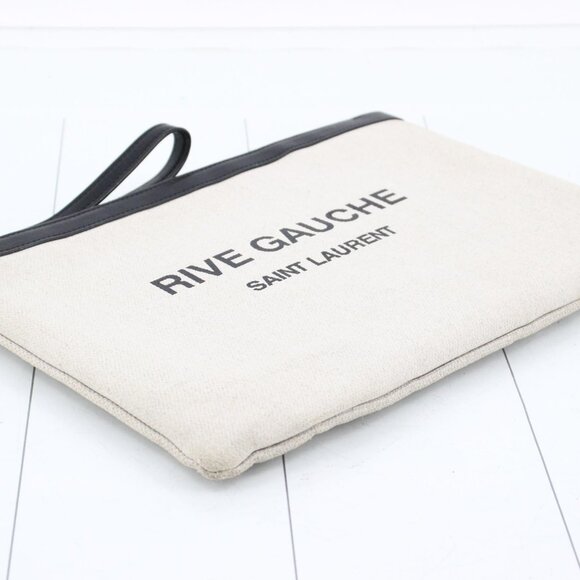 Saint Laurent Canvas Rive Gauche Est. Retail $830 Wristlet - Picture 6 of 16